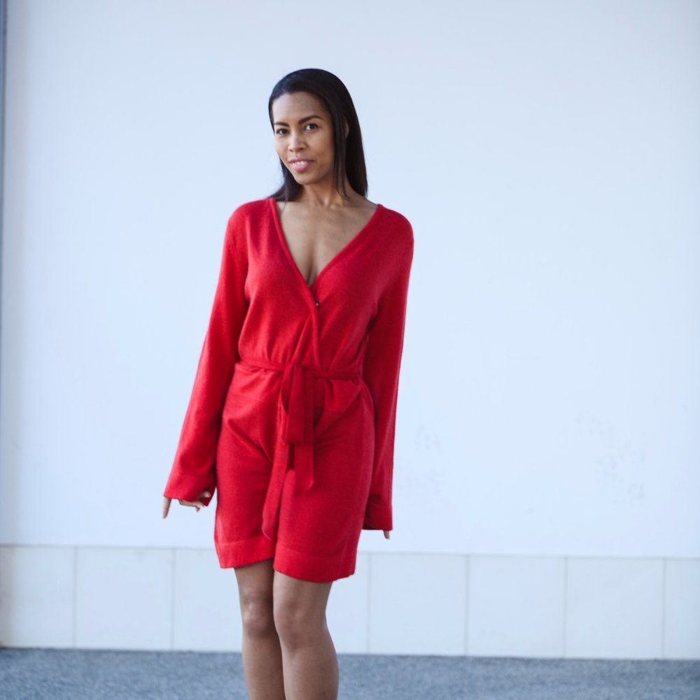 Red long Sleeves Jumpsuit